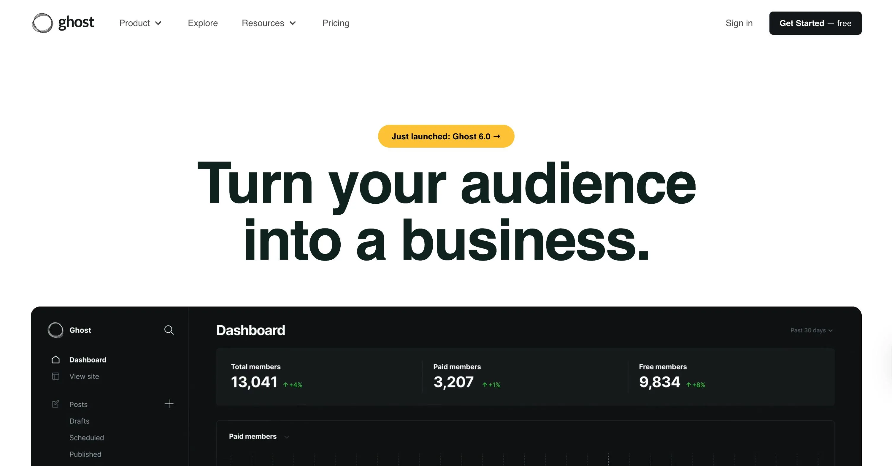 Image of Ghost homepage