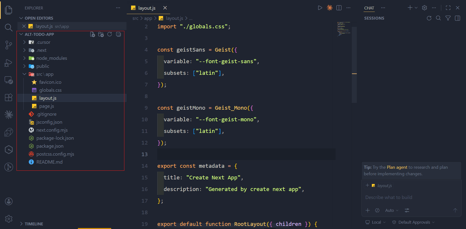 Hierarchical file structure of a codebase on VS Code