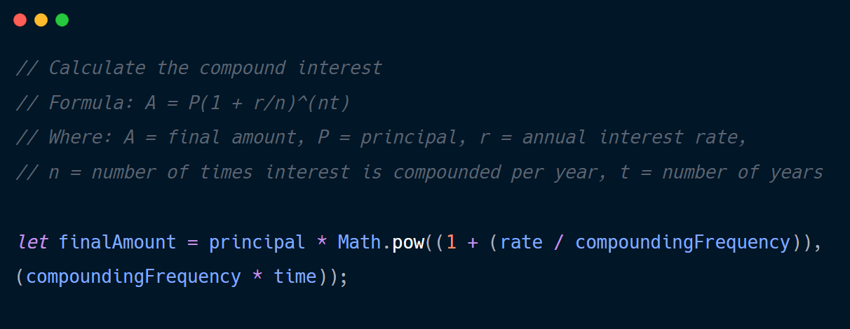 Clear comments added to JavaScript code.