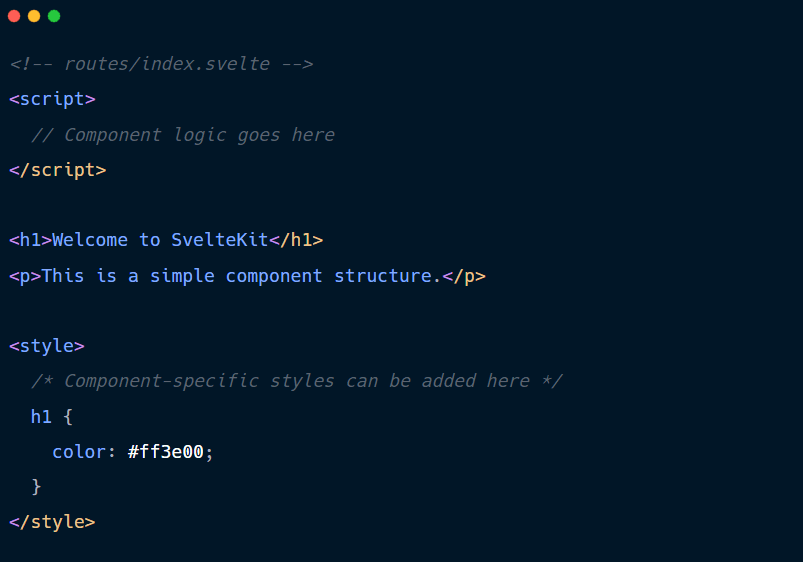 Svelte-based syntax for a SvelteKit component