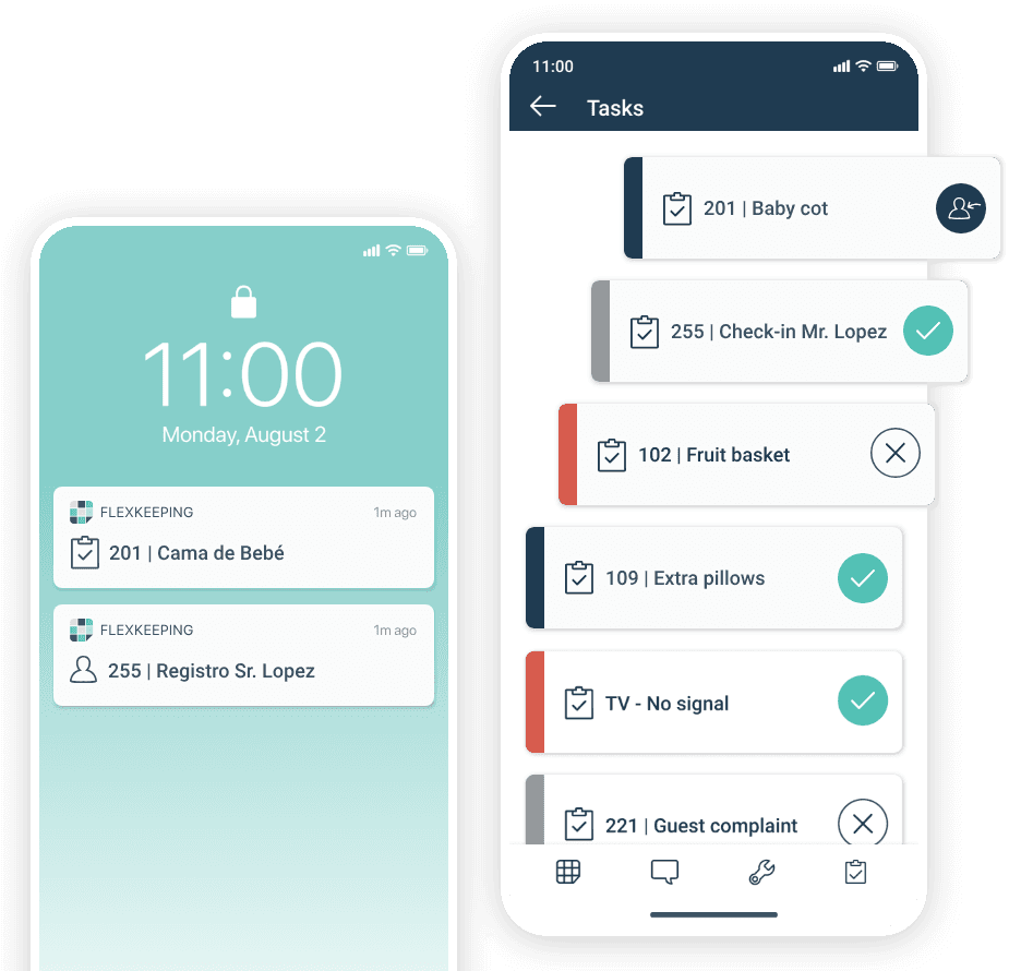 Housekeeping tasks via RoomRaccoon’s mobile app