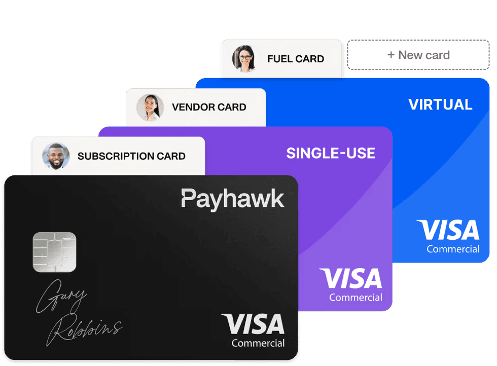 Corporate cards created for different purposes
