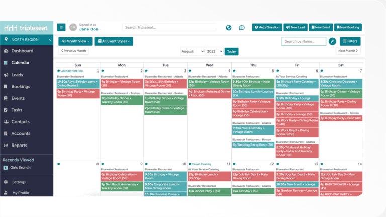 Tripleseat venue calendar