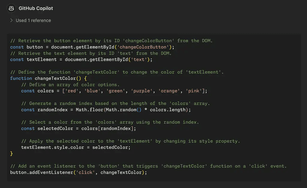 Code documentation with GitHub Copilot