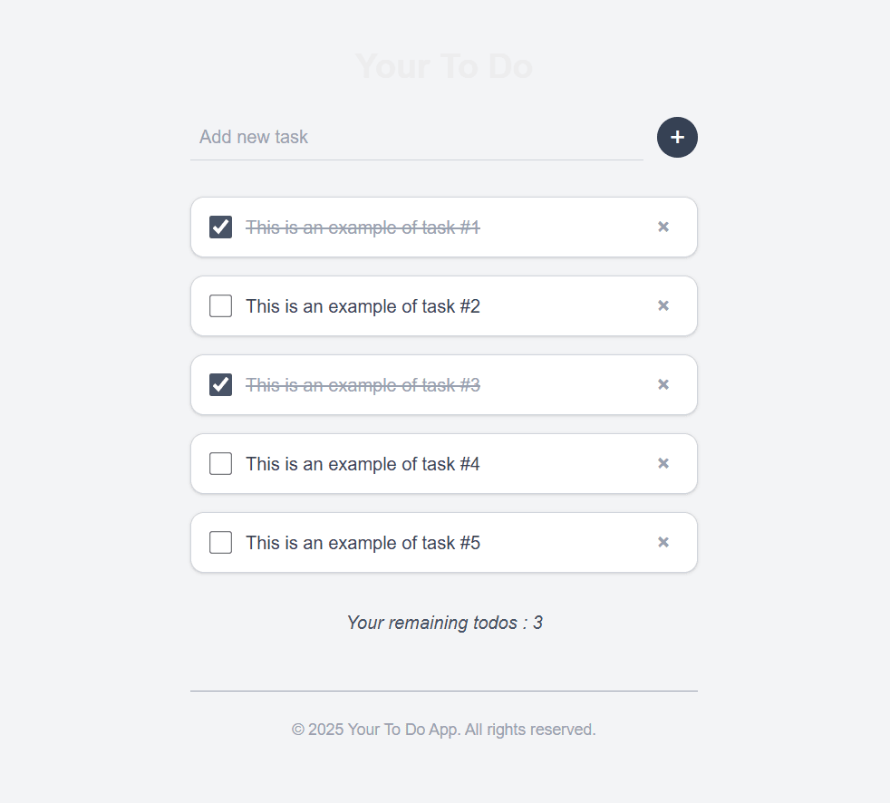 The UI of the completed to-do app generated by Cursor