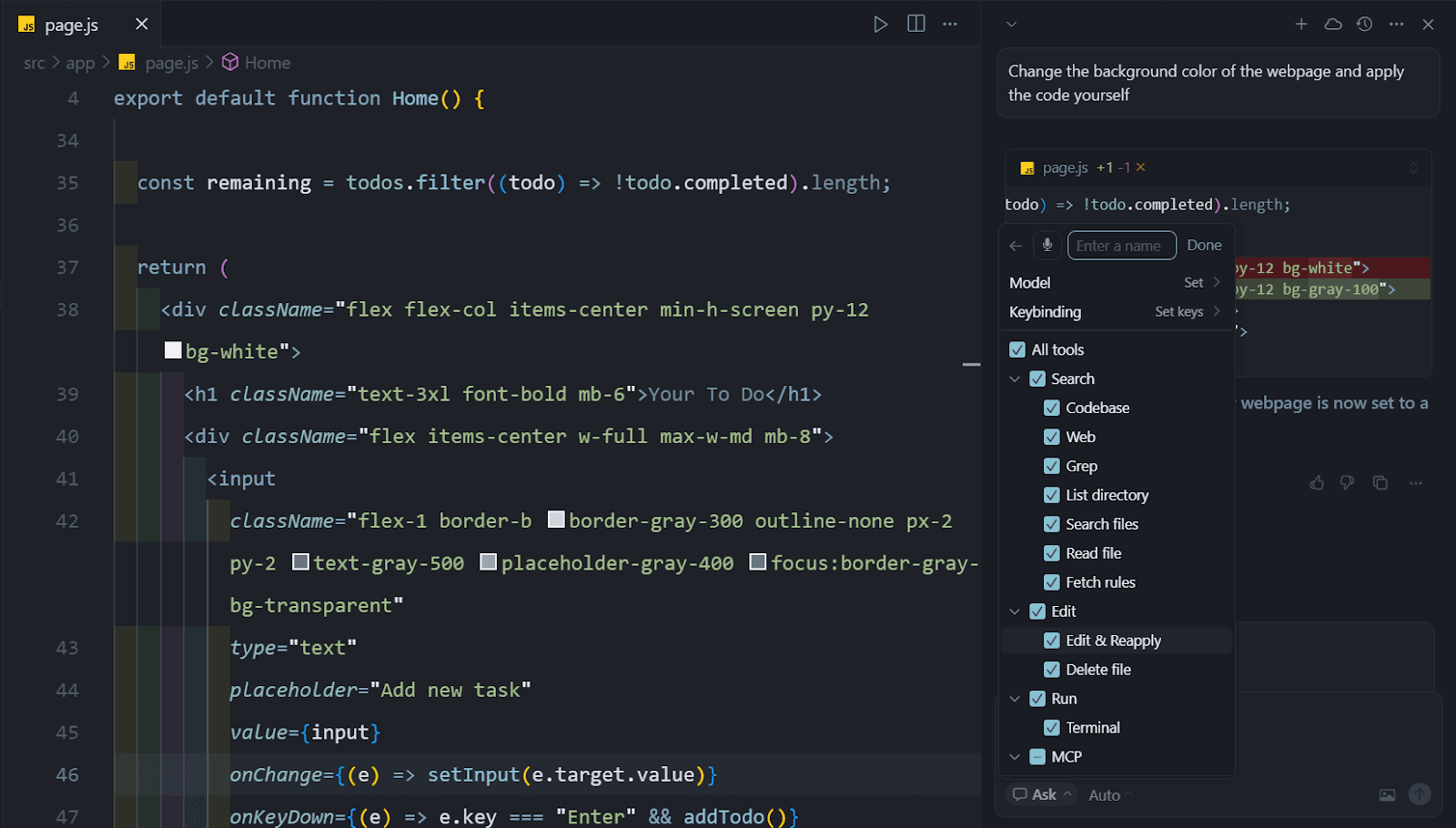 Configuration panel for creating custom modes in Cursor