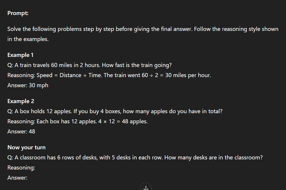 An example of a few-shot CoT prompt in action