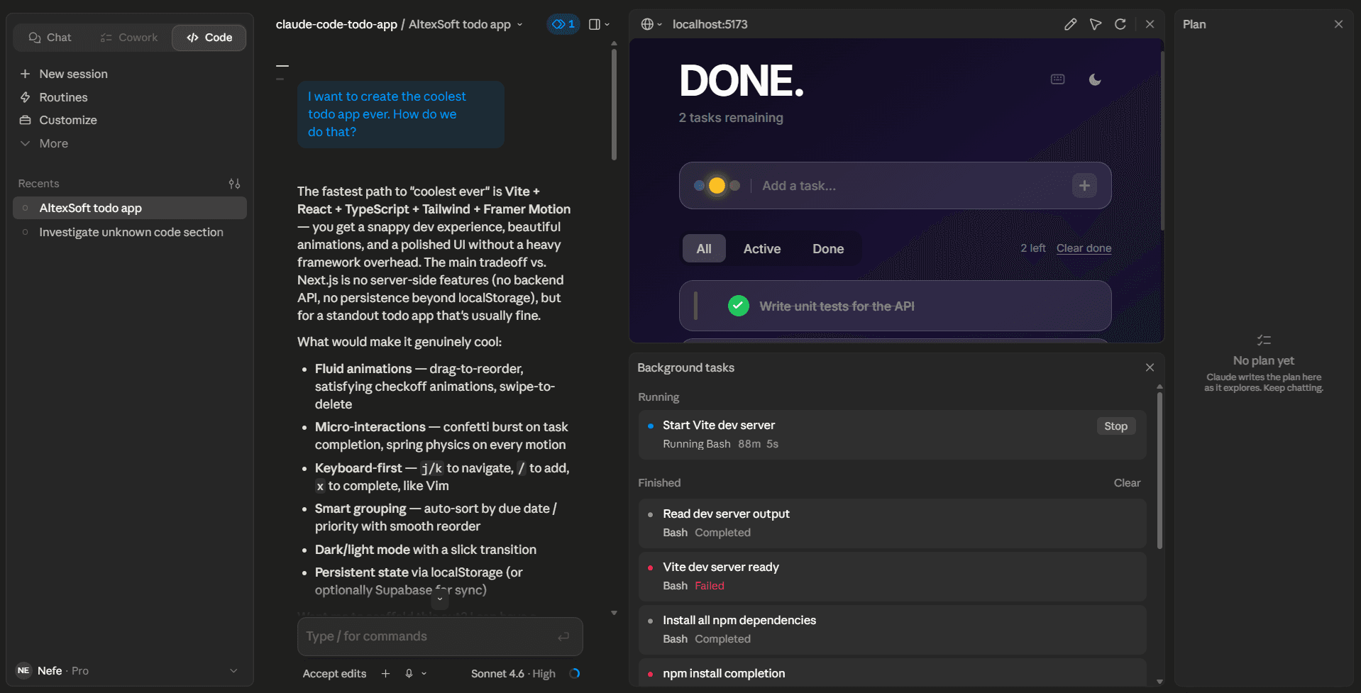 Todo app created with Claude Code via the desktop app