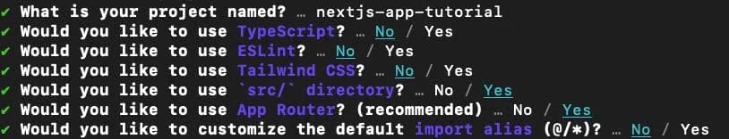 An image of react config options.