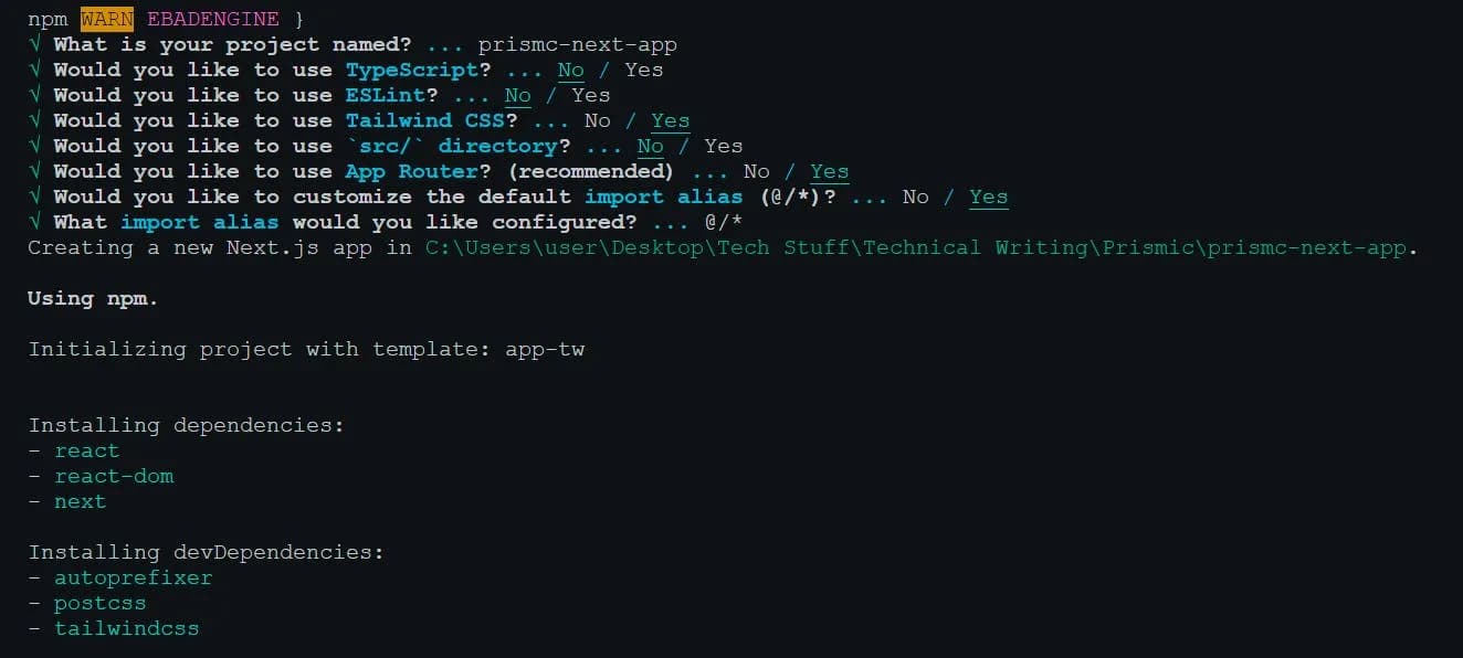 An image of the Next.js terminal interface.