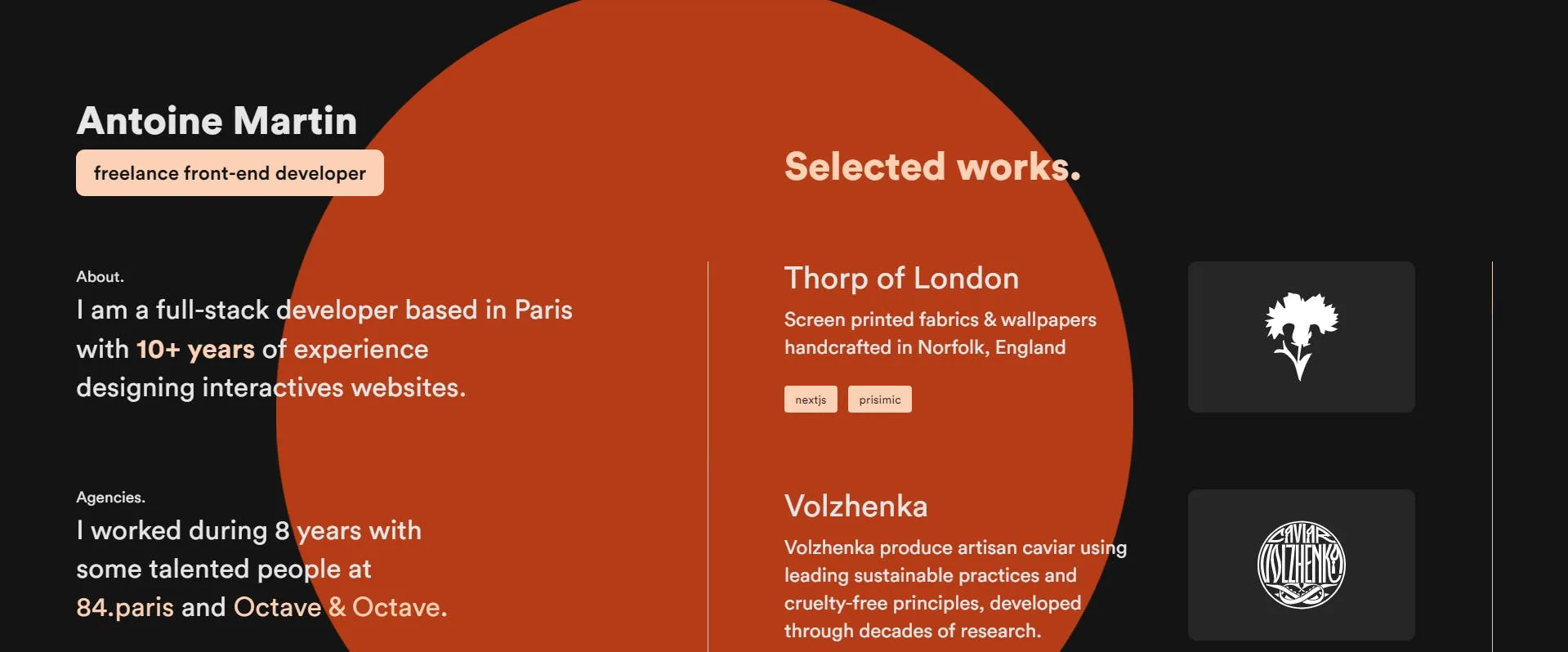 An image of Antoine Martin website,