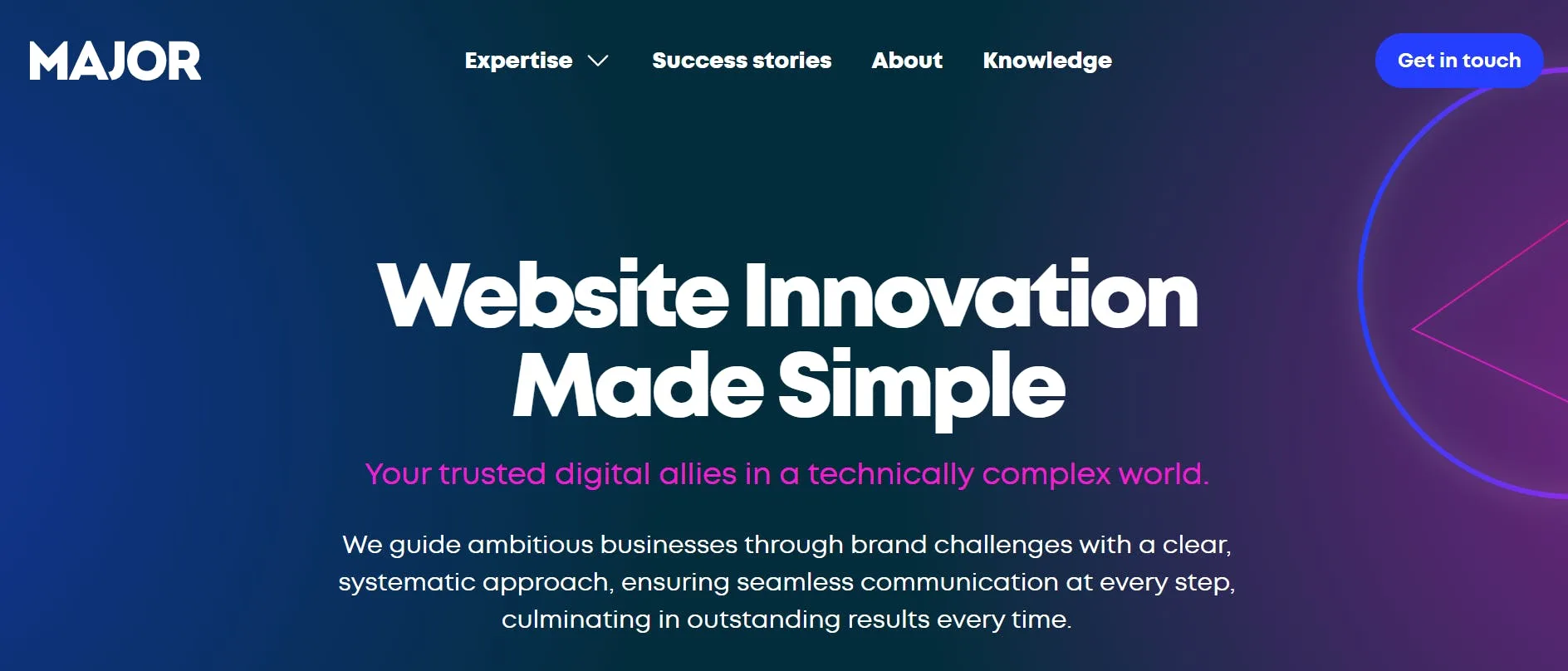 An image of Major Digital website.
