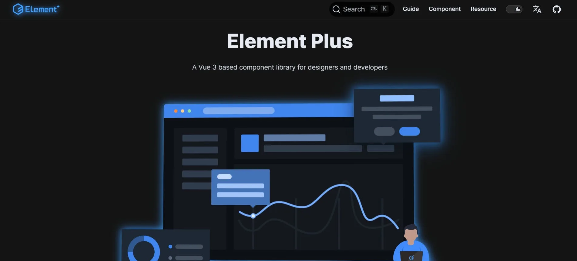 An image of the Element Plus website.