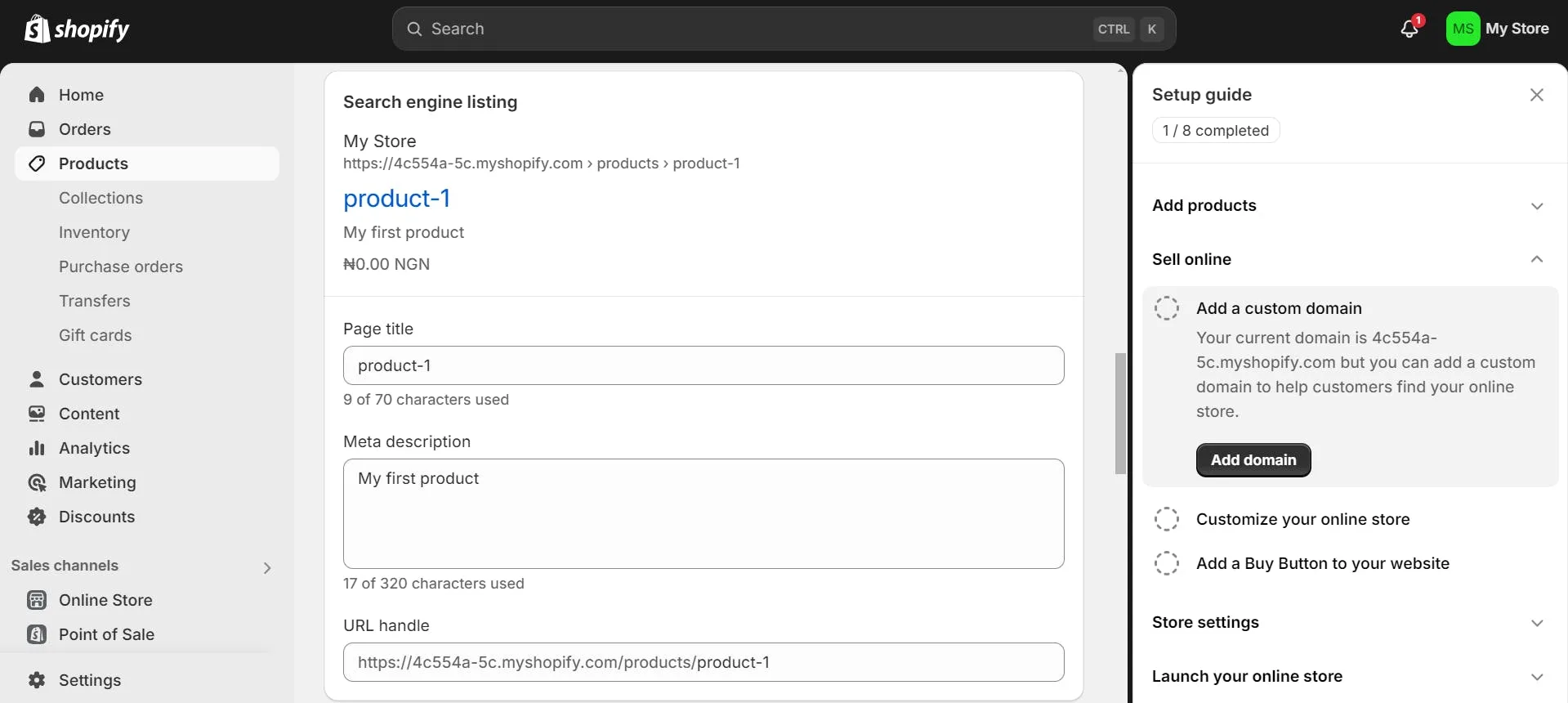 An image of Shopify dashboard