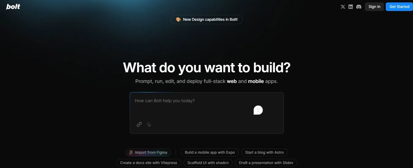 An image of Bolt homepage
