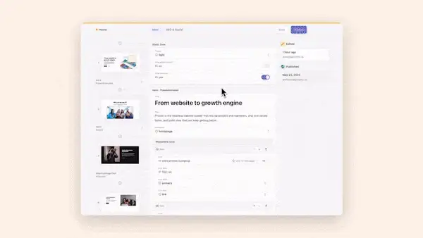 A Gif of the Prismic Page Builder.