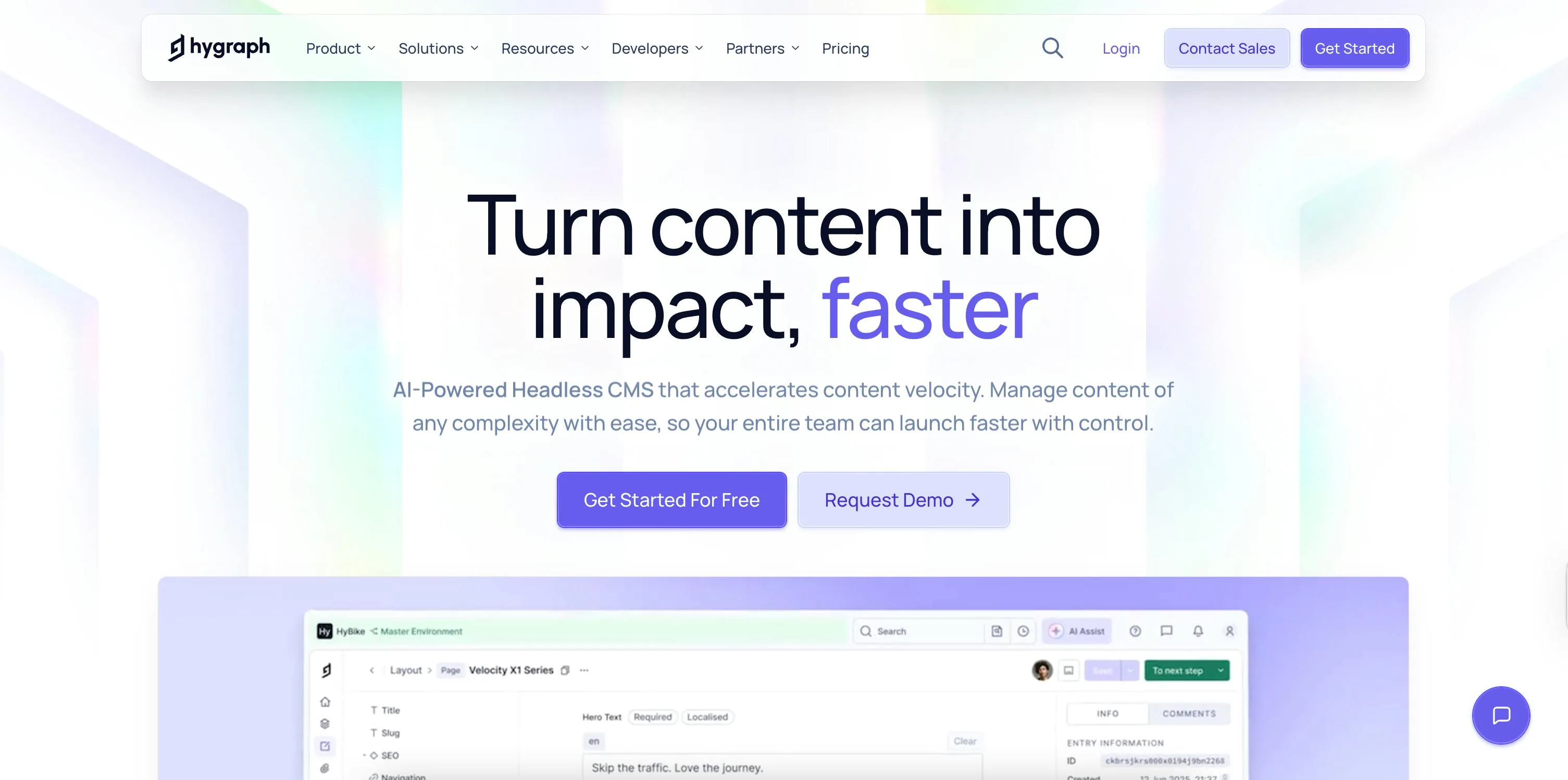 Image of Hygraph CMS homepage