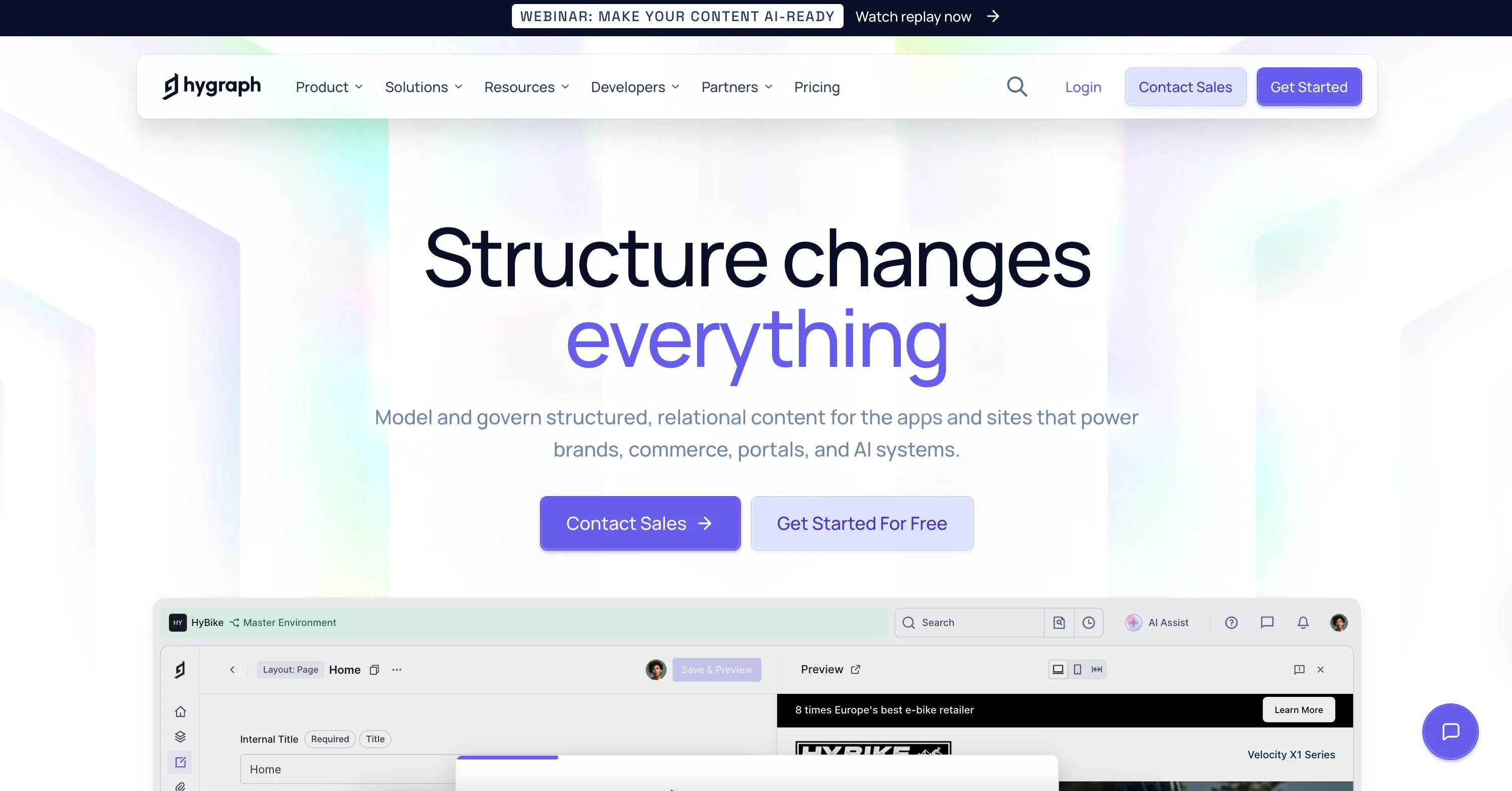 An image of Hygraph Homepage