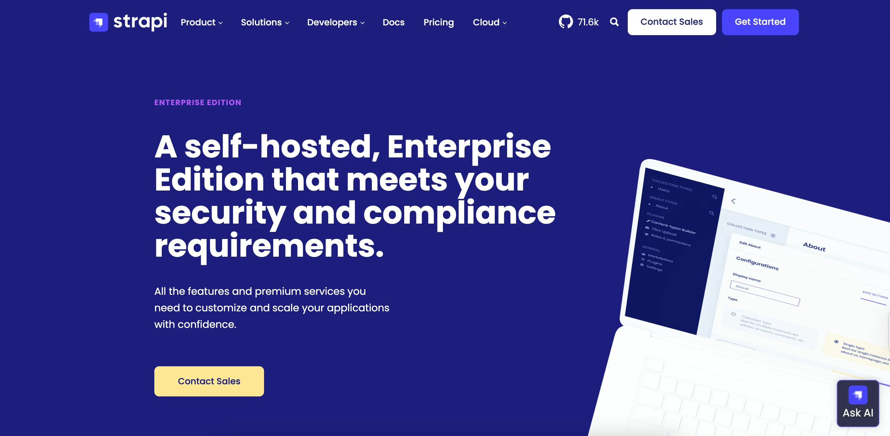 Image of Strapi homepage