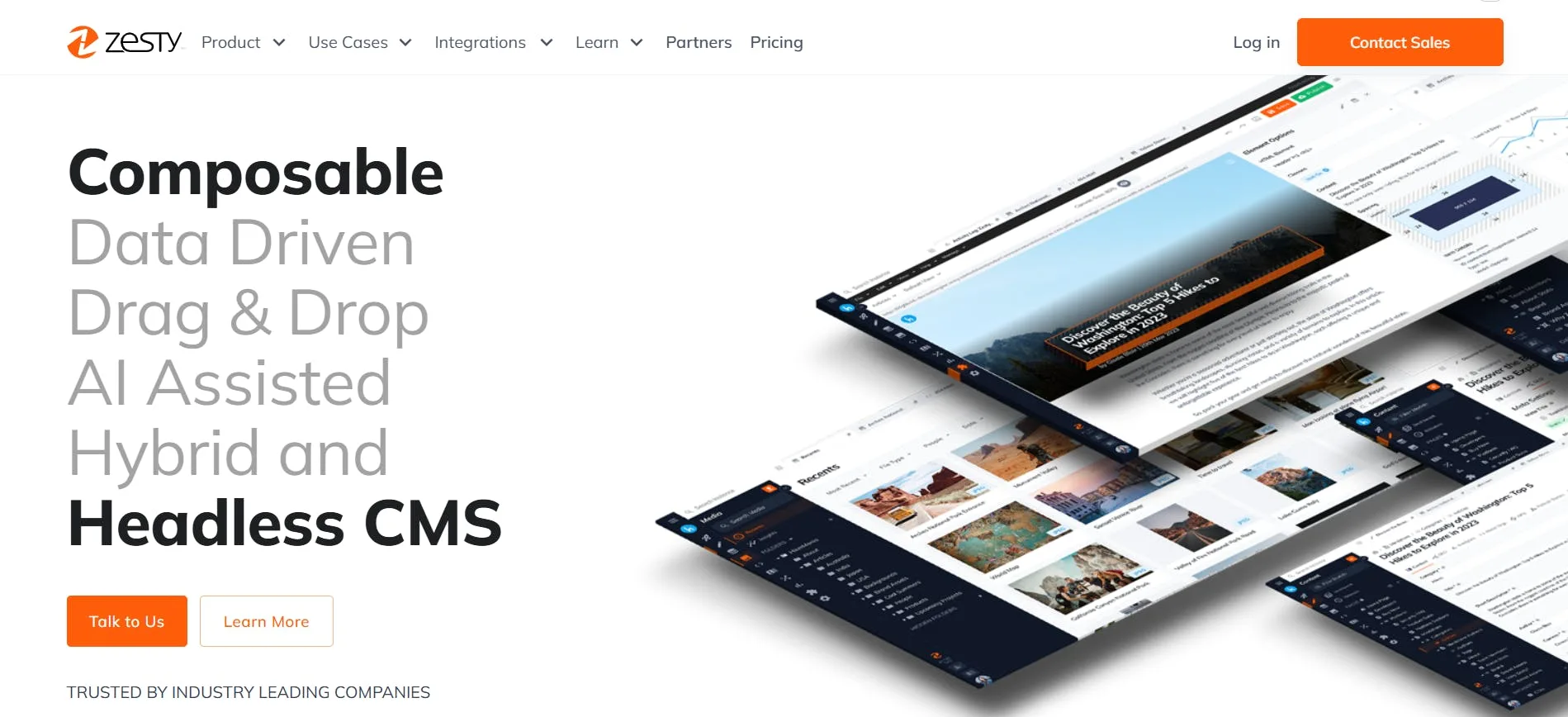 Image of Zesty CMS homepage