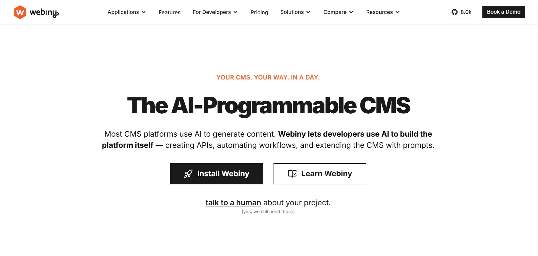 Image of Webiny CMS homepage